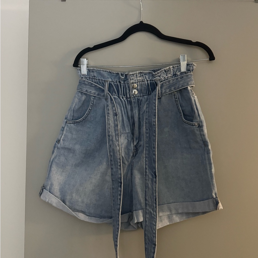 H&M Light Blue High-Waisted Denim Shorts